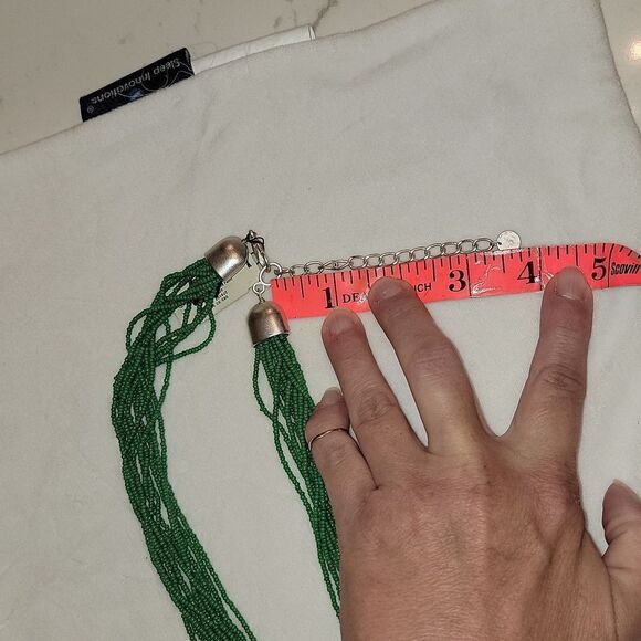 New TALBOTS Colorful Long Beaded Necklace ~ Green Blue Silver Beads $69.50 - Picture 12 of 16